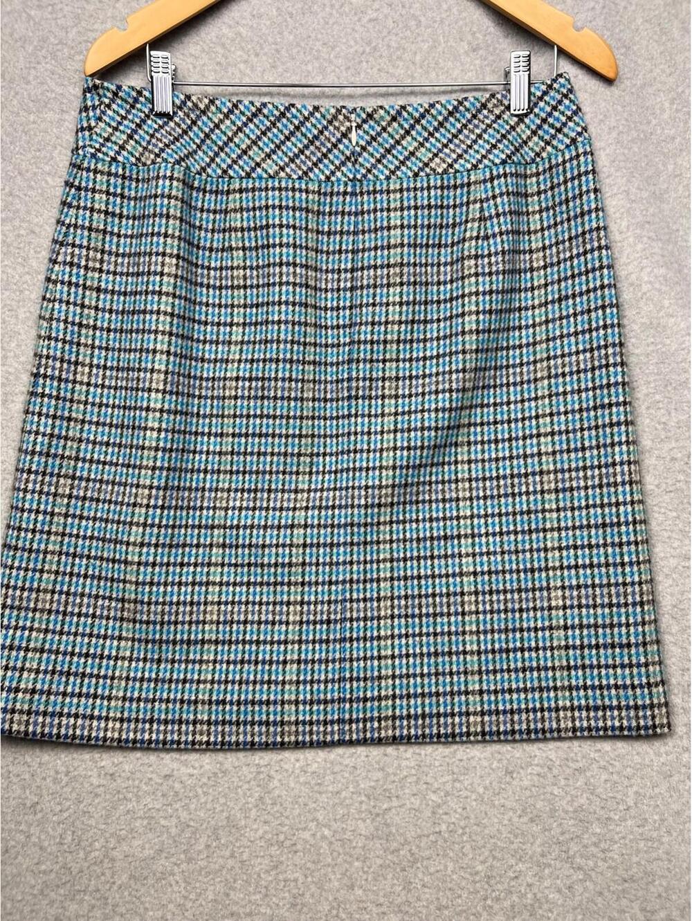 Talbots Mini Skirt Wool Lined Houndstooth Plaid Womens 8 Preppy Academia - Picture 3 of 9